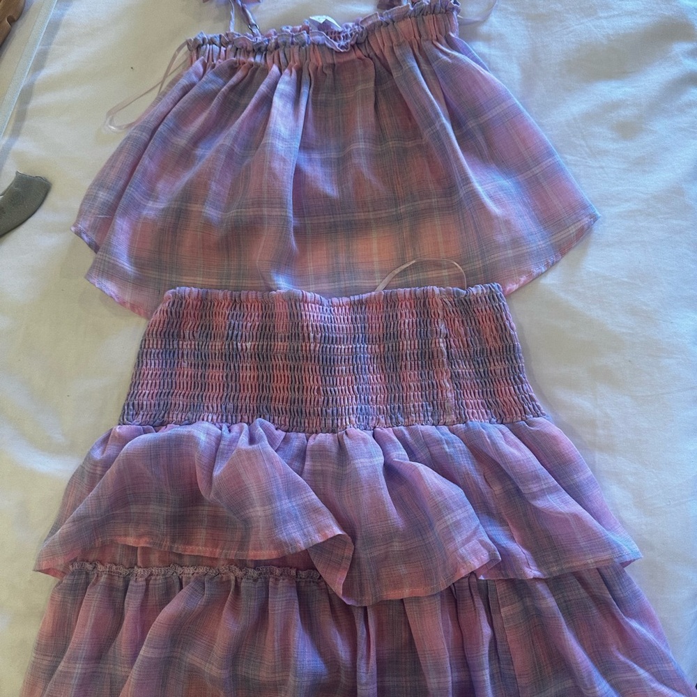 Pink and Purple Plaid Two-Piece Set